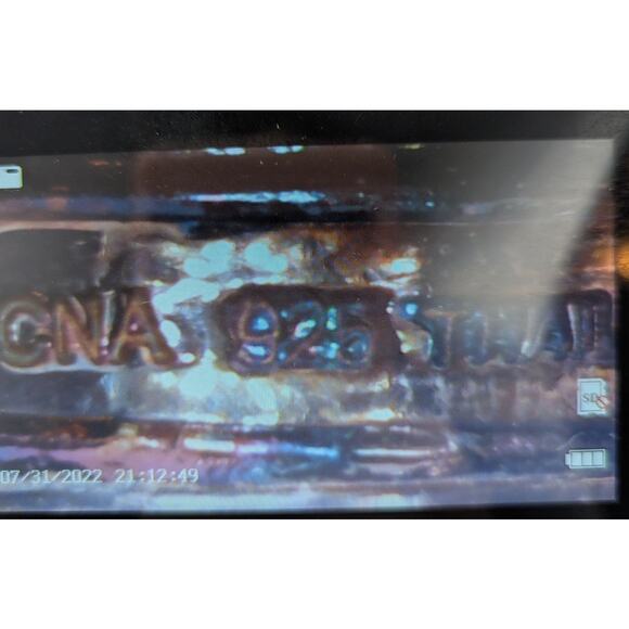 CNA 925 Sterling Silver Italy Yellow Inlay Hoop Earrings 0.5oz Modern Design - Picture 4 of 4